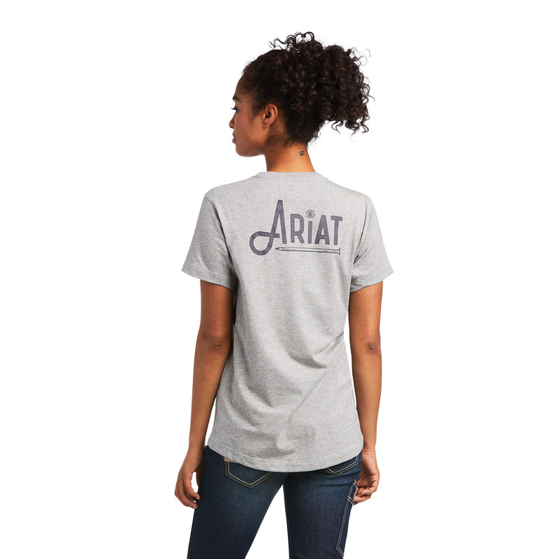 Ariat T-Shirts Damen - Rebar Workman Graphic Logo Grau ( BCGEU-1532 )